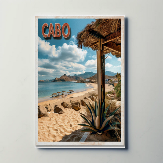 Cabo Paradise Beach Realistic Travel Poster