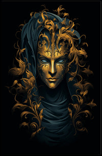 Intricately Designed Floral Mask Fantasy or Mythology Poster