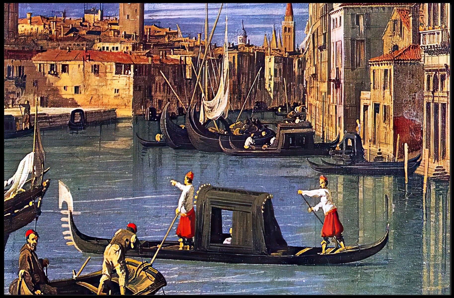 Venetian Gondolas in Vibrant Waterway Cultural or Heritage Poster