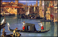 Venetian Gondolas in Vibrant Waterway Cultural or Heritage Poster
