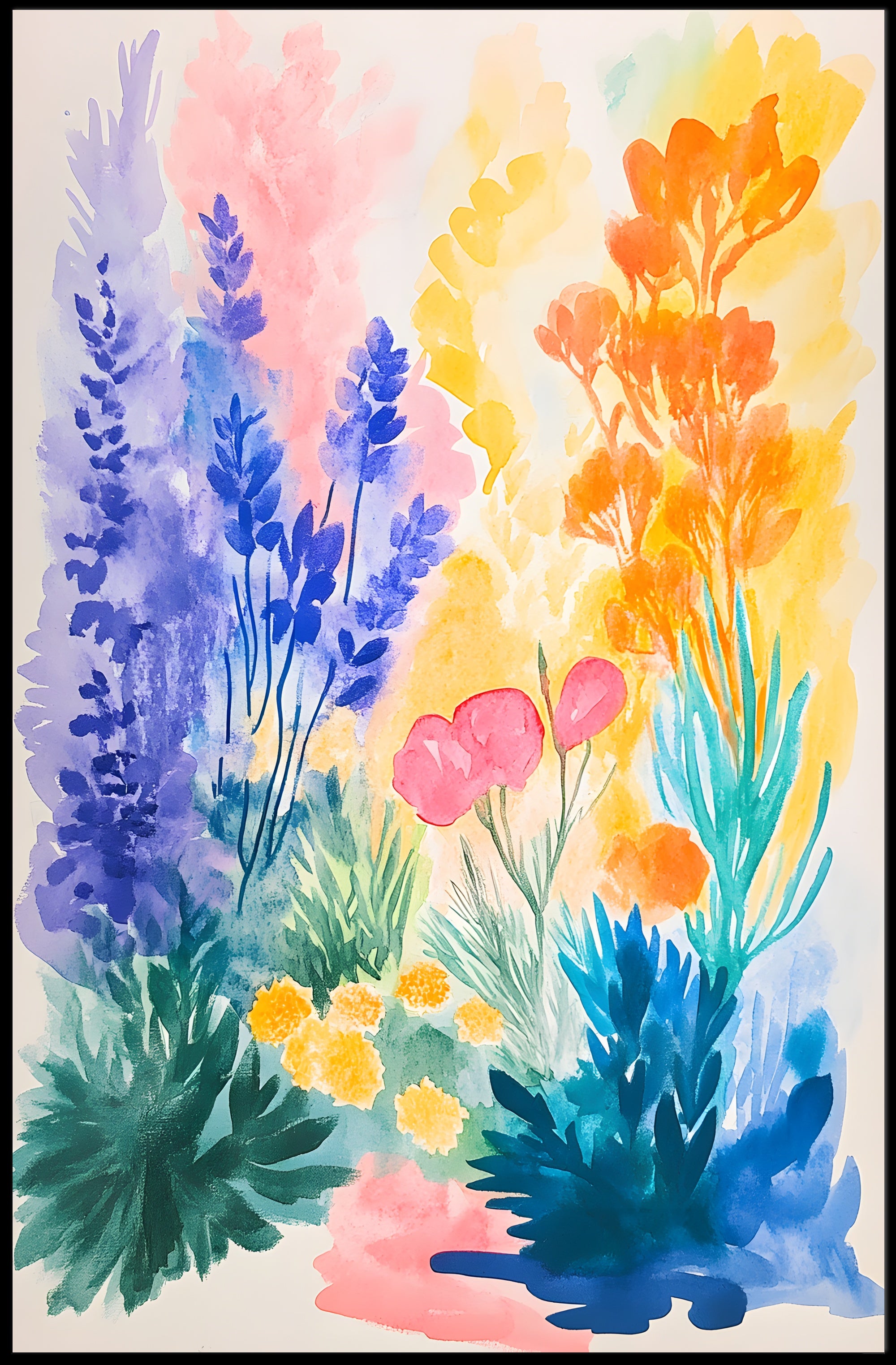Vibrant Floral Travel Poster Wall Art for Home Decor