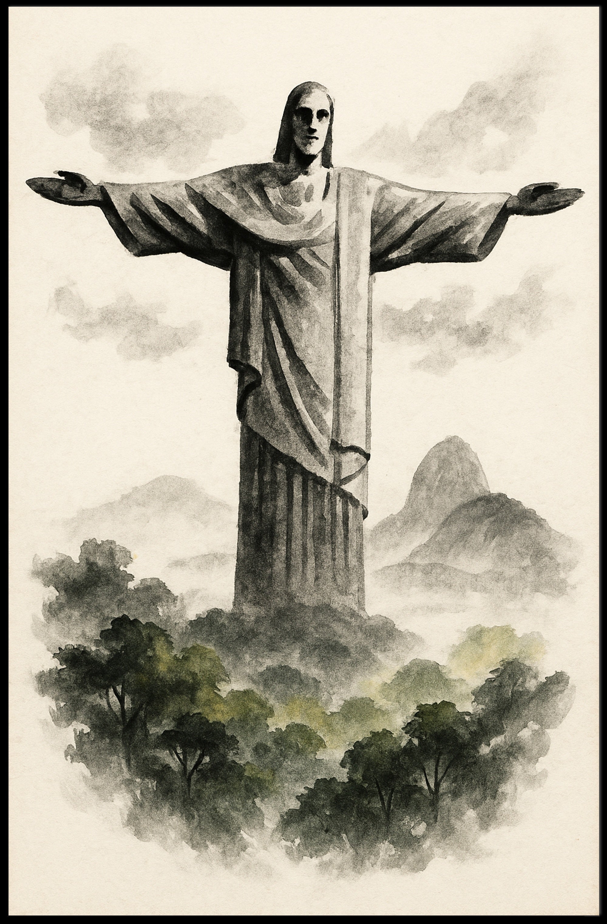 Christ the Redeemer Illustration Poster