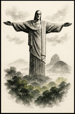 Christ the Redeemer Illustration Poster