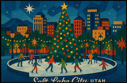Holiday Skating Salt Lake City Festive Impressionism Poster