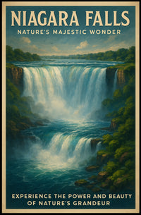 Niagara Falls Vintage Travel Art Illustation Travel Poster