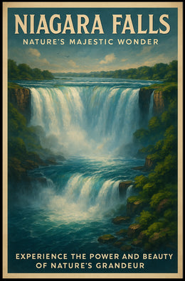 Niagara Falls Vintage Travel Art Illustation Travel Poster