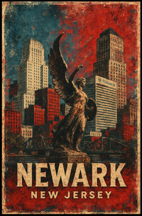 Newark Skyline Cityscape Digital Painting Urban Art Poster