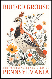 Ruffed Grouse Pennsylvania State Bird Art Poster