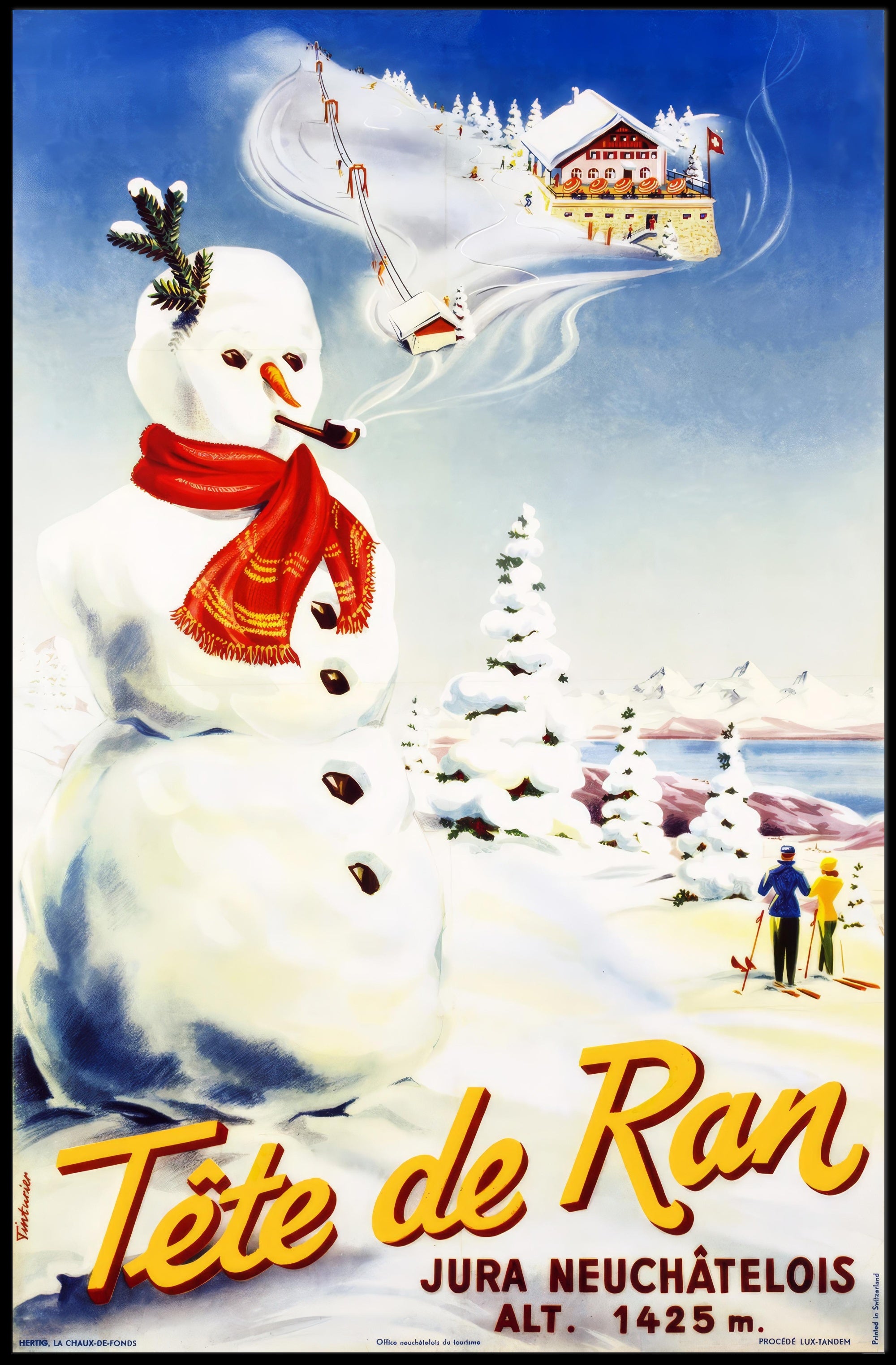 Vintage Swiss Ski Resort Travel Poster PosterGoat