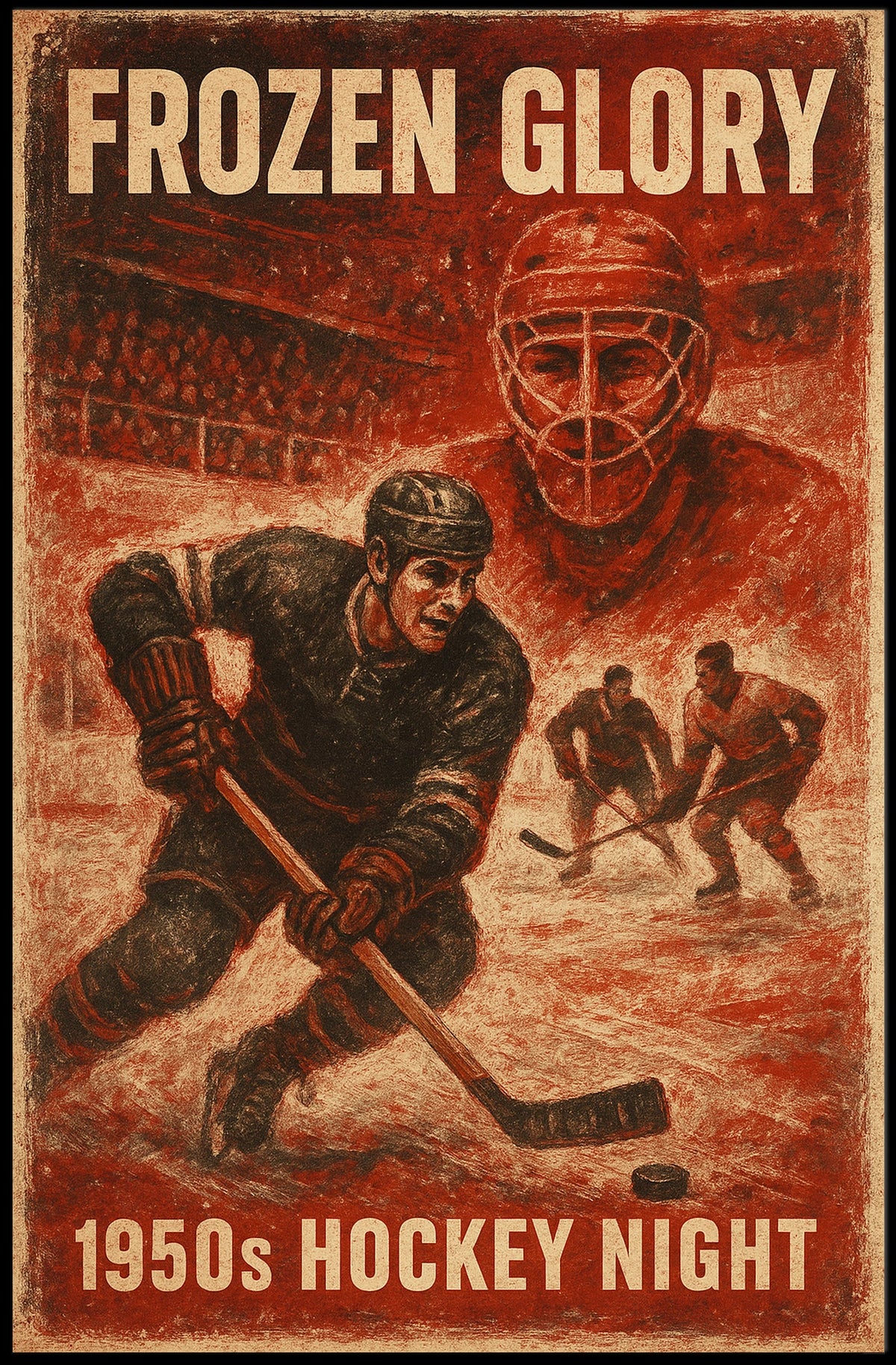 Frozen Glory Vintage Hockey Nostalgia Poster