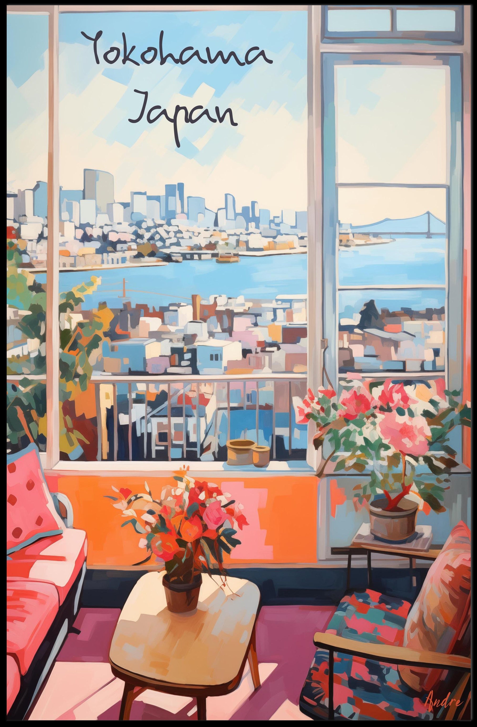 Scenic Yokohama Interior View Modern Urban Cityscape Poster