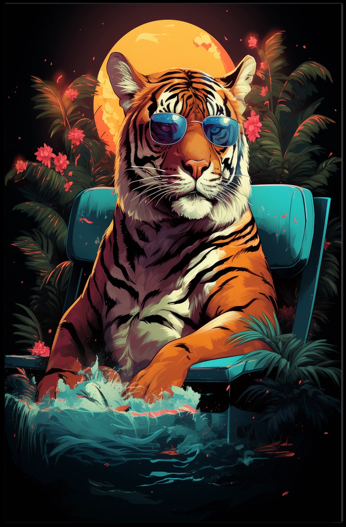 Cool Tiger in Sunglasses: Artistic Animal Poster