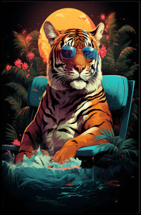 Cool Tiger in Sunglasses: Artistic Animal Poster