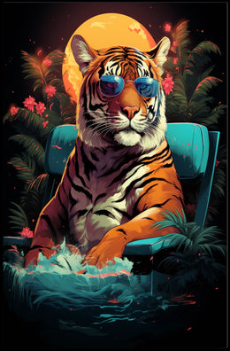 Cool Tiger in Sunglasses: Artistic Animal Poster
