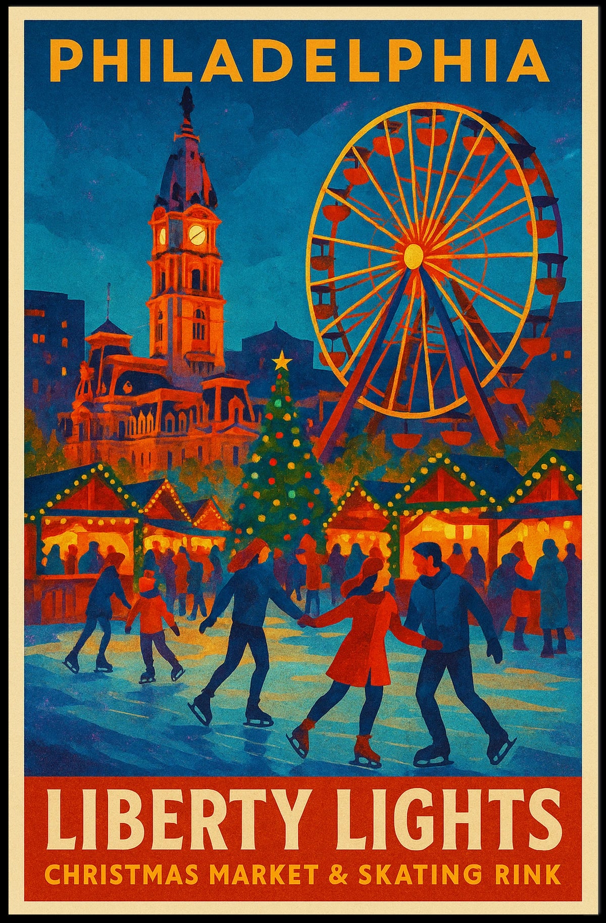 Philadelphia Liberty Lights Poster
