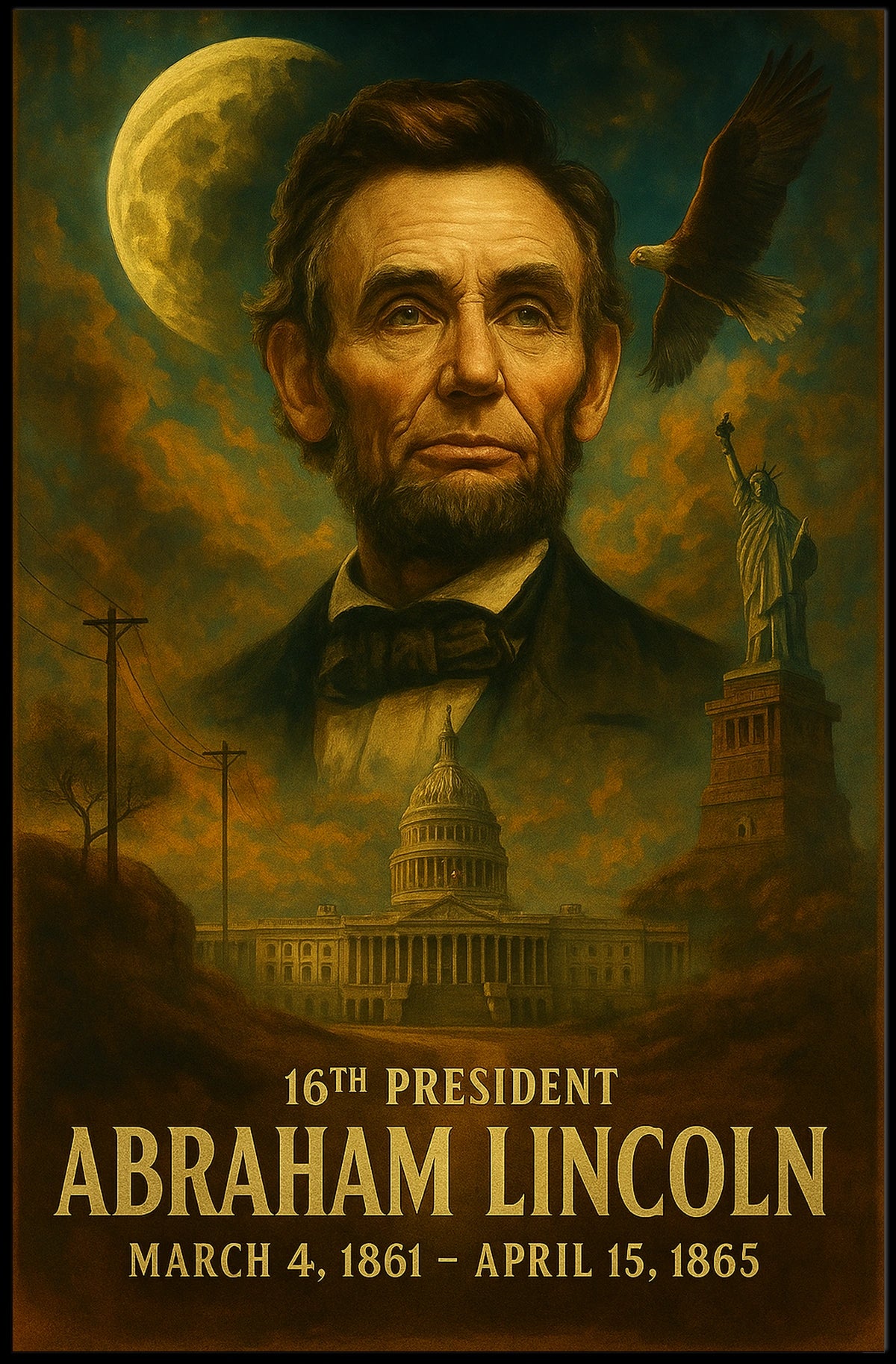 Abraham Lincoln Patriotic Neoclassical Realism Poster