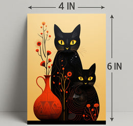 Enigmatic Felines And Floral Harmony Poster