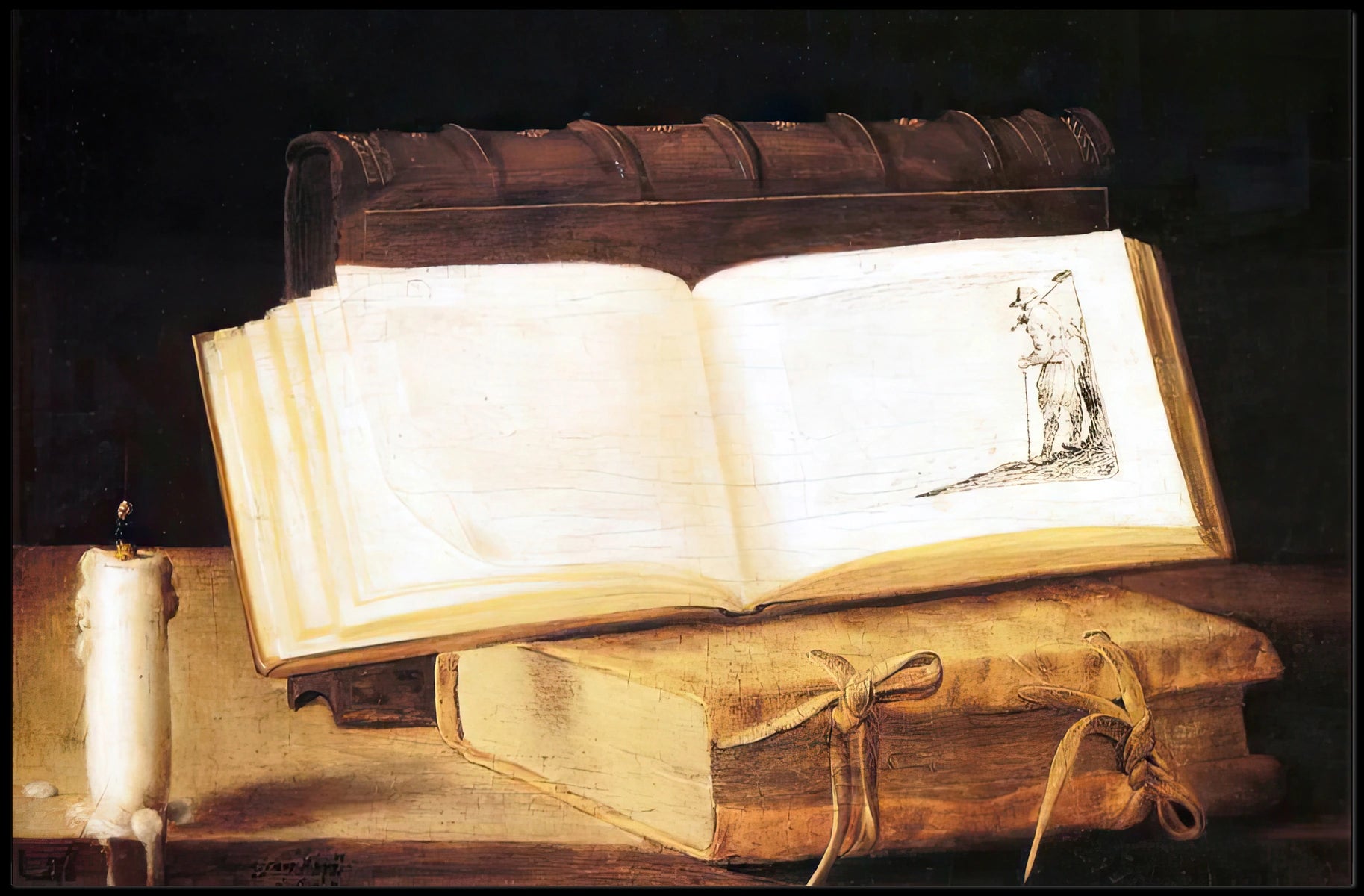 Illuminated Medieval Book Still Life - Artistic Poster