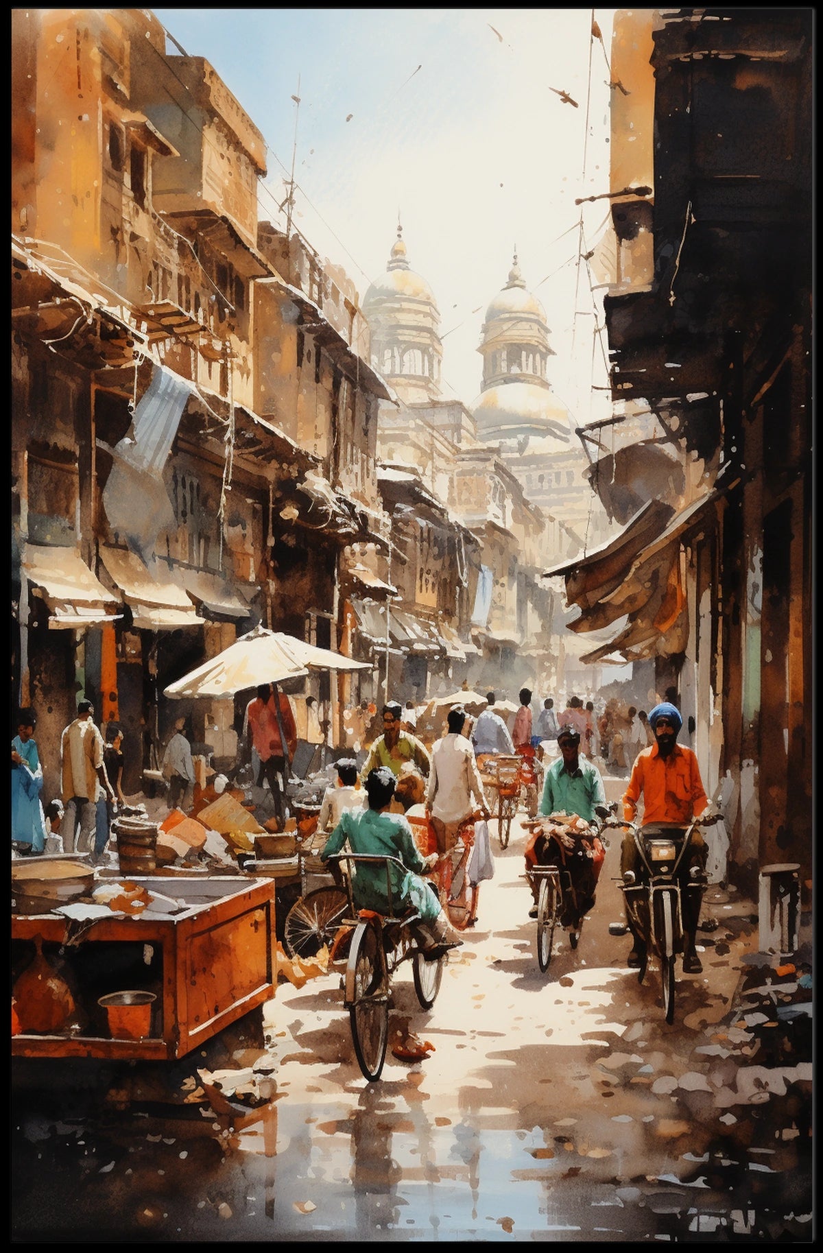 Vibrant Street Scene Historic Urban Heritage Poster