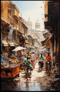 Vibrant Street Scene Historic Urban Heritage Poster