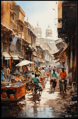 Vibrant Street Scene Historic Urban Heritage Poster