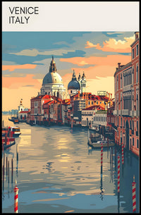 Venice's vibrant canals: Italian heritage travel poster