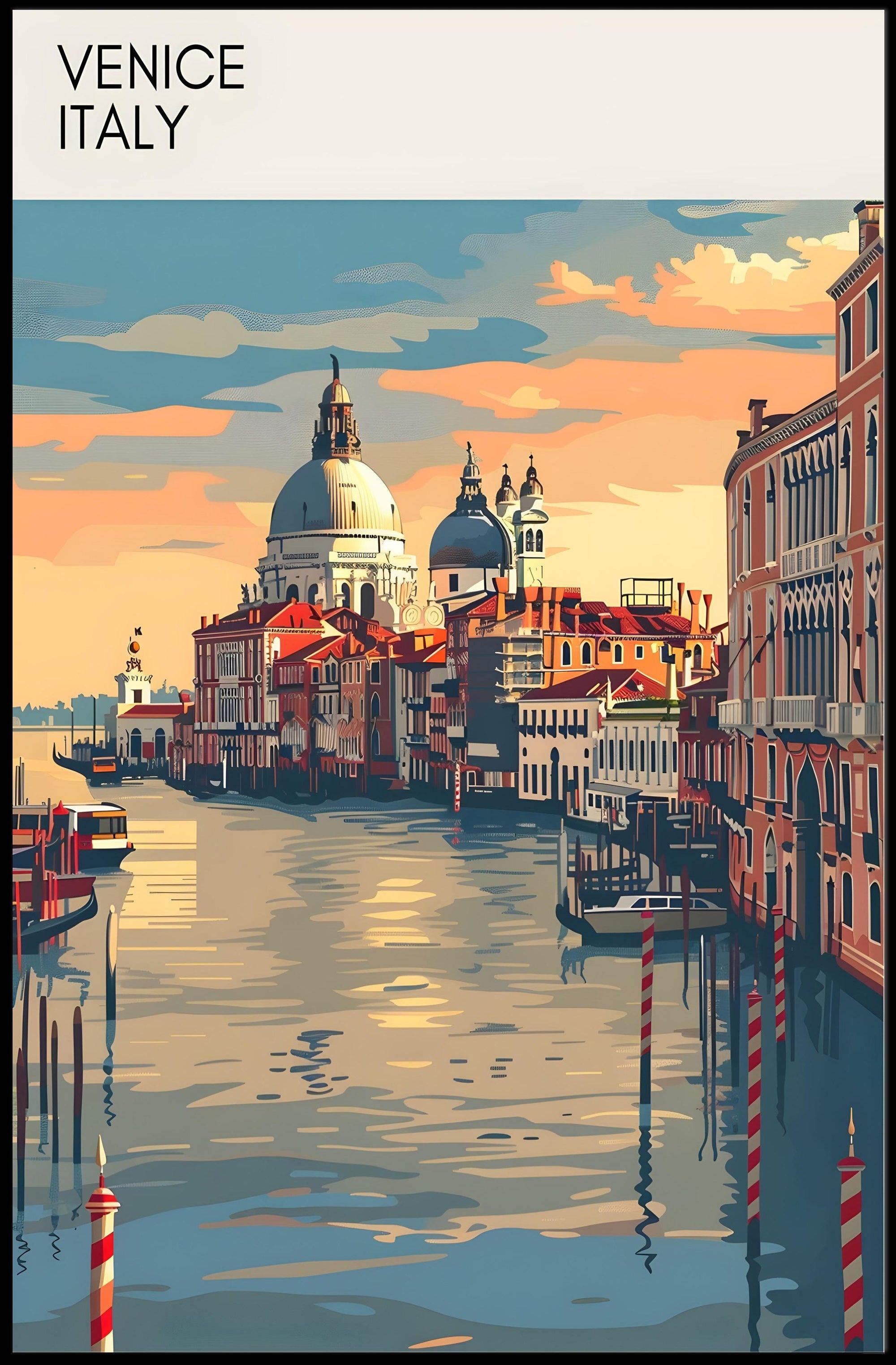 Venice's vibrant canals: Italian heritage travel poster