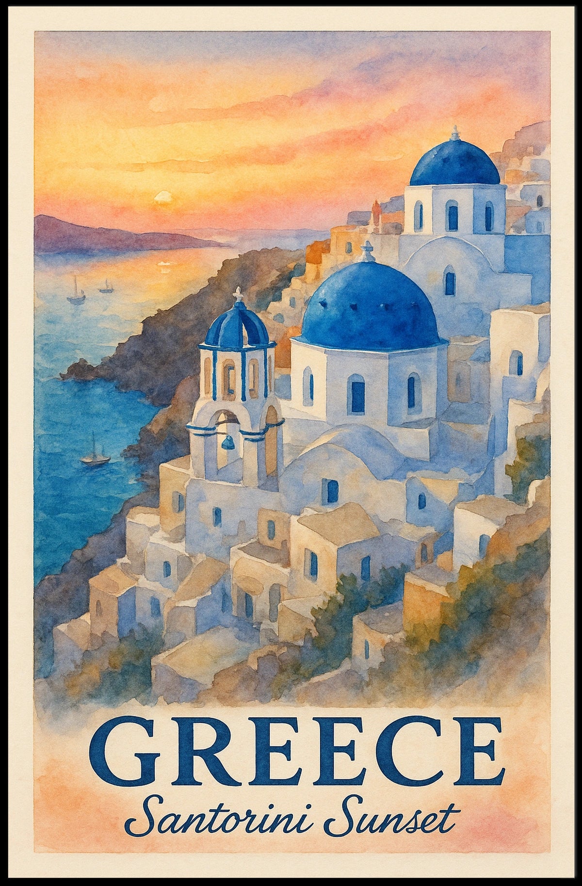 Santorini Sunset Poster