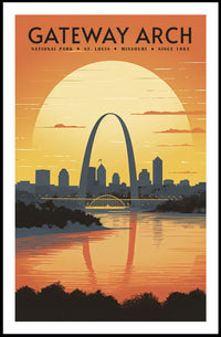 Gateway Arch Sunset Poster Travel Wall Art Print