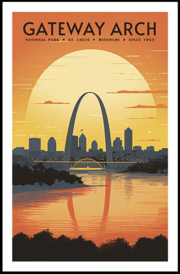 Gateway Arch Sunset Poster Travel Wall Art Print