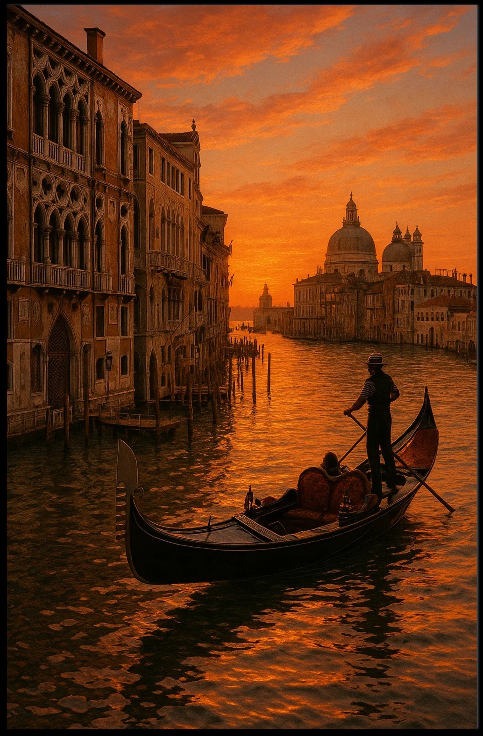 Venice Sunset Gondola: Photorealistic Travel Poster