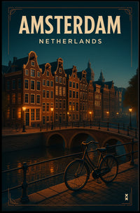 Serene Amsterdam Evening Travel Poster PosterGoat