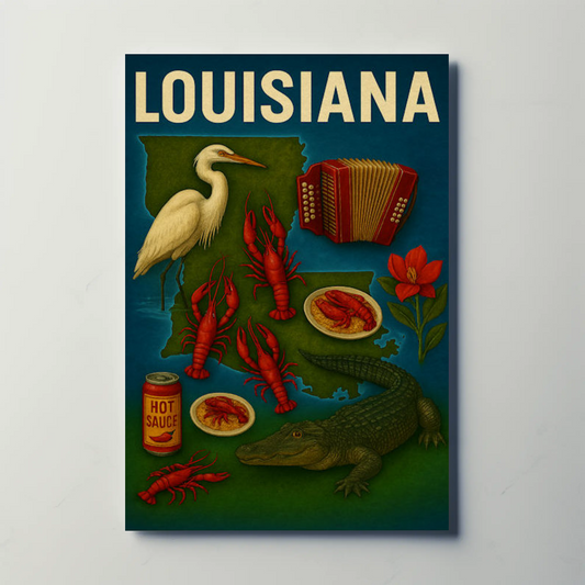 Louisiana Culture Food Music Alligator Bayou Poster