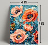 Vibrant Poppy Botanical Art with Vintage Flair Poster