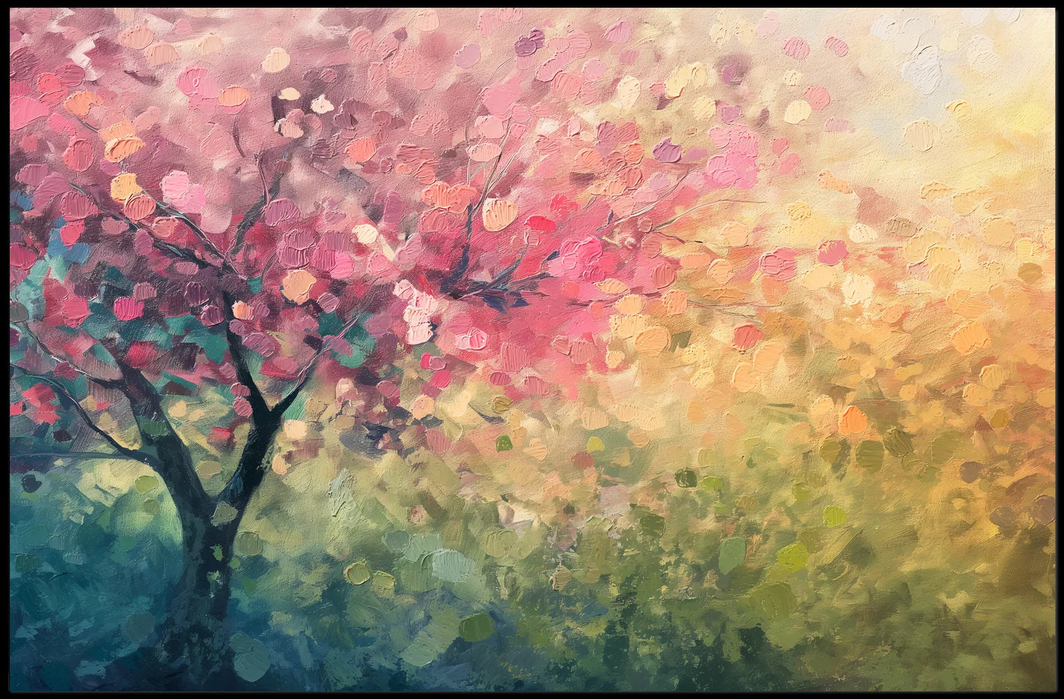Cherry Blossom Springtime Impressionistic Art Poster