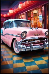 Retro Vibes Classic Car In A Vintage Poster