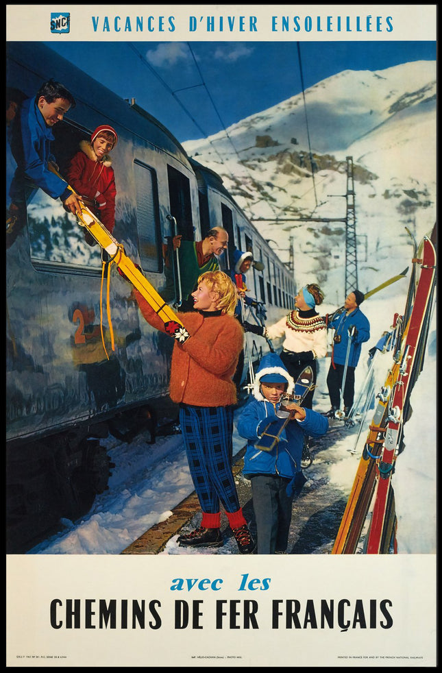 Vintage Winter Getaway in France Travel Poster