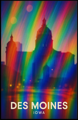 Des Moines Cityscape Digital Painting Vibrant Poster