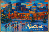 Montreal Cityscape Winter Travel Photography Realism Impressionism Canadian Snowy Urban Landscape Poster