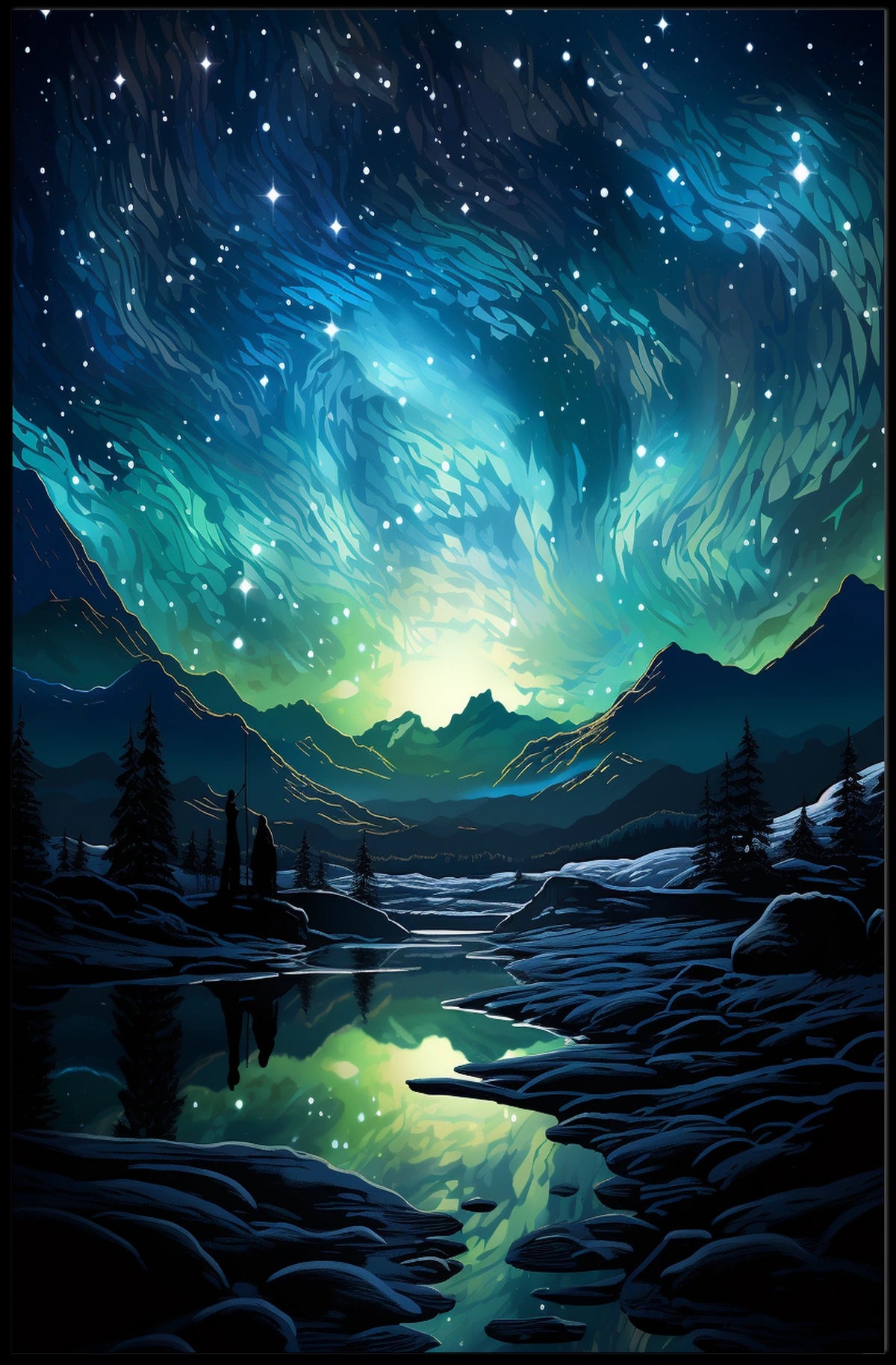 Aurora Borealis Nightscape Masterpiece Artistic Poster