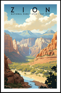 Zion National Park Vintage Travel Poster Print