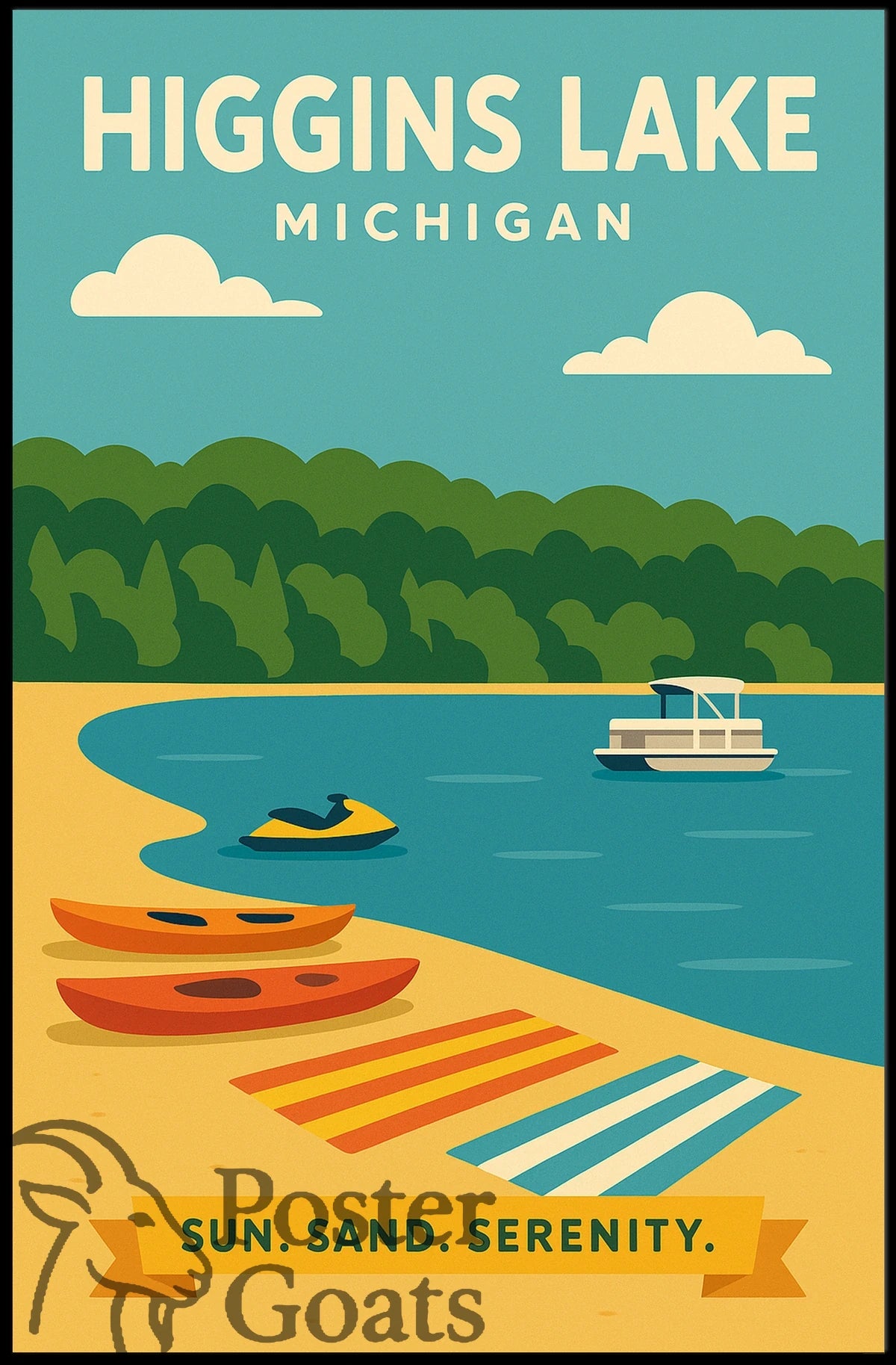 Higgins Lake Michigan Travel Poster