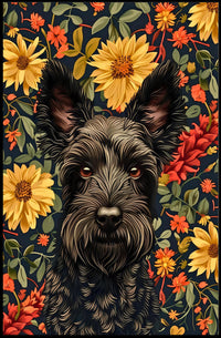 Floral Canine Portrait Wall Art Print