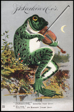 Whimsical Frog Playing Violin Vintage Advertisement Poster PosterGoat