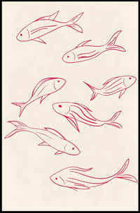 Flowing Fishes Minimalist Poster Wall Art Print