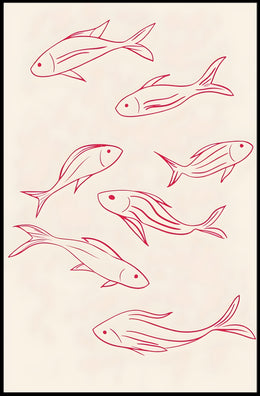 Flowing Fishes Minimalist Poster Wall Art Print