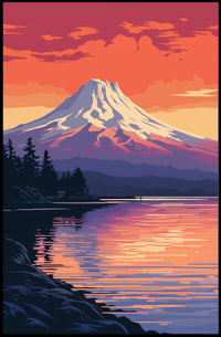 Tranquil Mountain Sunset Poster PosterGoat