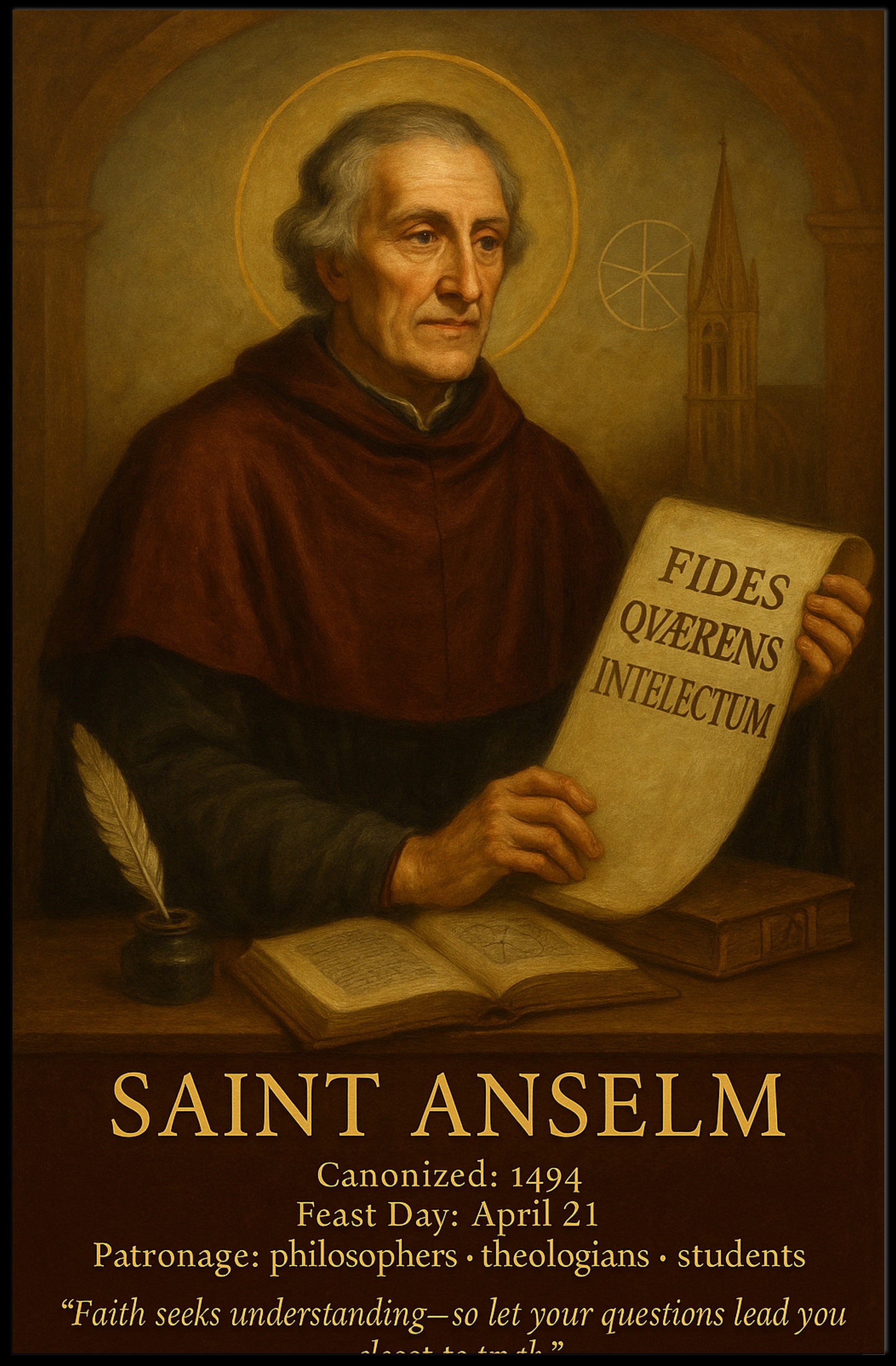 Saint Anselm Vintage Theological Art Cultural or Heritage Poster
