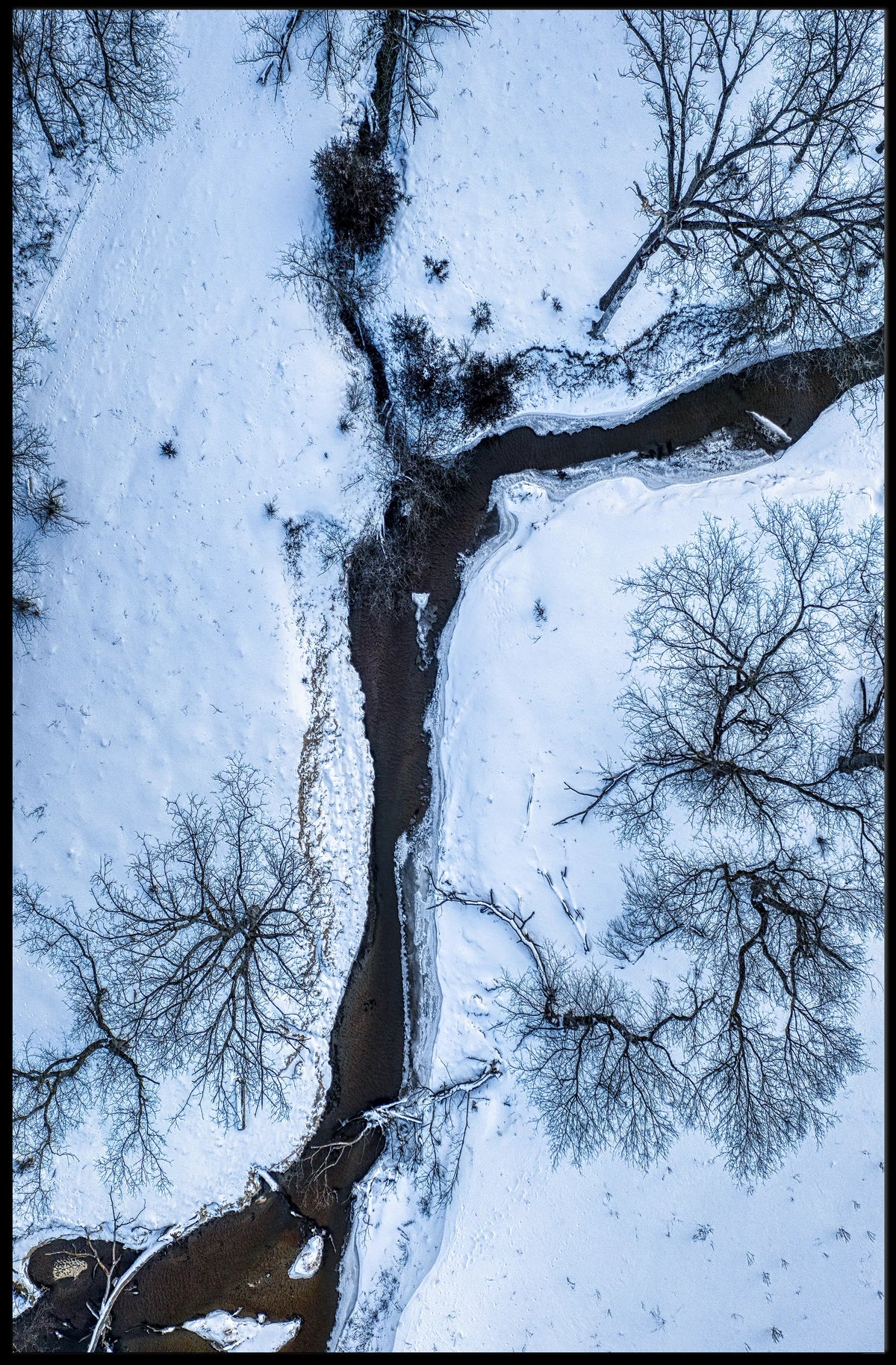 Winter Stream Aerial View Poster