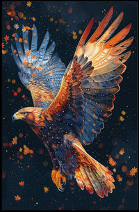 Majestic Eagle in Flight Autumn Art Poster